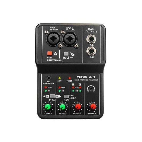 Q-12 Sound Card Audio Mixer Sound Board Console Desk System Interface 4 Channel 48V Power Stereo Computer Sound Card