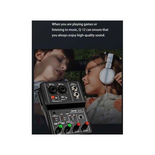 Q-12 Sound Card Audio Mixer Sound Board Console Desk System Interface 4 Channel 48V Power Stereo Computer Sound Card