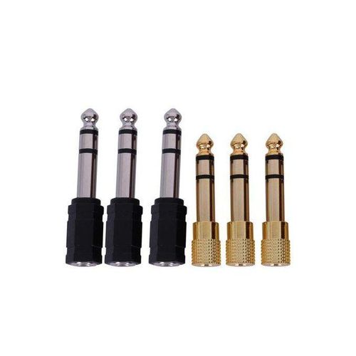 6 Pieces Headphone Adapter 6.35 mm(1/4 inch) Male to 3.5 mm(1/8 inch) Female Stereo Audio Earphone Jack Adapter, Black/Gold Plated