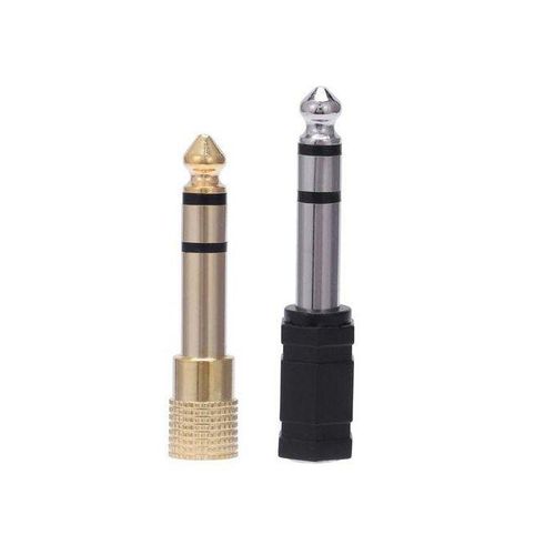 6 Pieces Headphone Adapter 6.35 mm(1/4 inch) Male to 3.5 mm(1/8 inch) Female Stereo Audio Earphone Jack Adapter, Black/Gold Plated