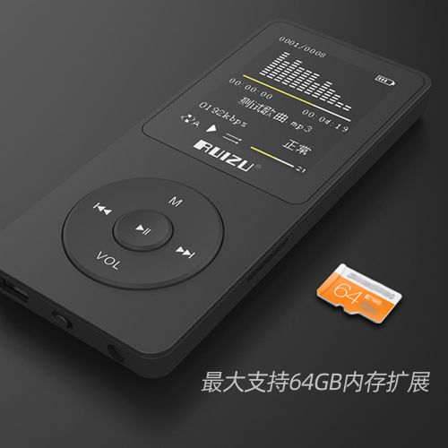 【英文版】RUIZU/锐族X02运动MP3播放器 无损录音带屏随身听英语 黑色 8GB