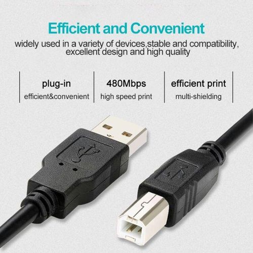 USB 2.0 Printer Extension AM To BM Cable, Length: 3m