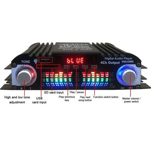 Car BT5.0 Audio  Amplifier 4 Channel Home Theater Stereo