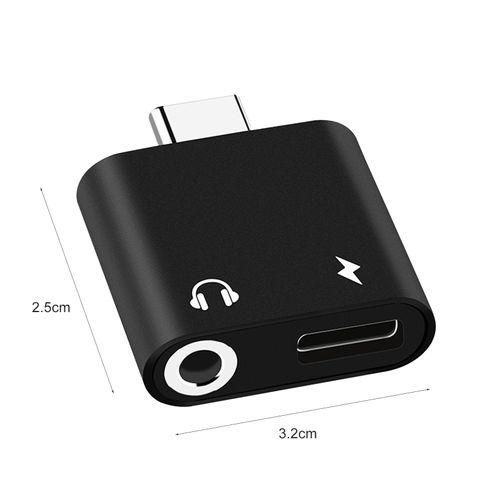 Mini TypeC Adapter USB3.1 2 In 1 USB C To 3.5mm TypeBlack