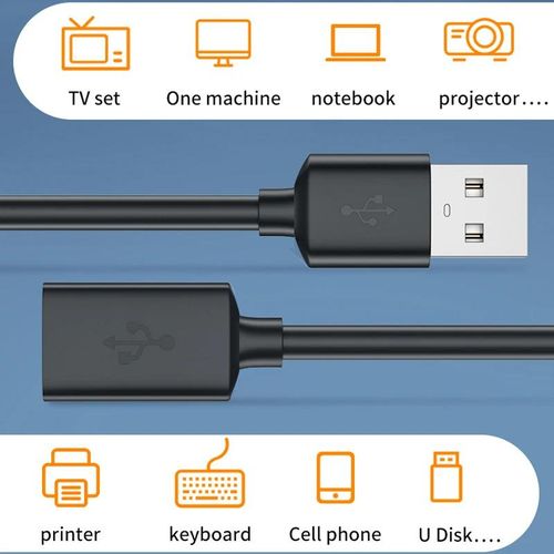 USB Extension Cable USB 2.0 Male to USB Female USB Charging Cable USB to Extender Data Transmission Cord Cable for Smart TV PS4