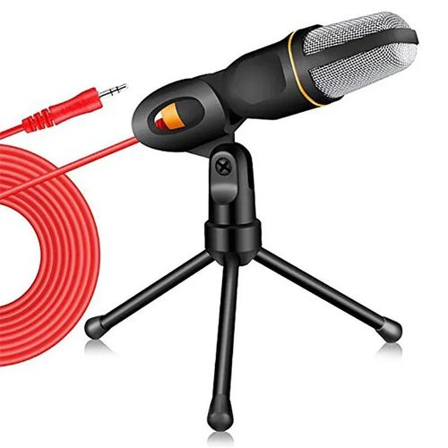 SF-666 microphone karaoke computer microphone 3.5mm with foldable tripod portable wired microphone Black White for PC