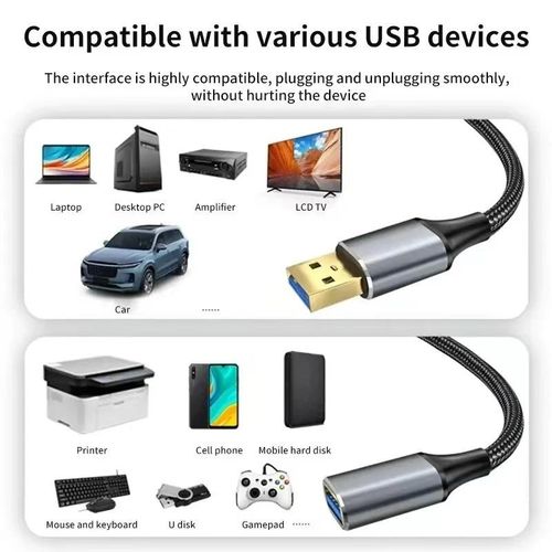 Male And Female Usb Extension Cable Usb 3.0 Mobile Charging Cable Suitable For Smart s, Tvs, Ps4, And Usb Extension Cables