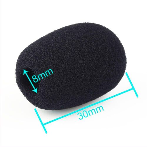 10pcs 30 x 8mm Mini Microphone Headset Windshield Foam Mic Cover Accessories NO5292