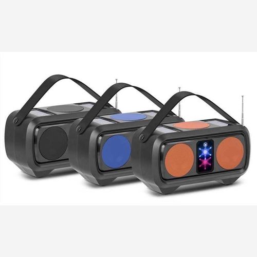 YE01 Wireless Solar Chargeing Portable Solar Speaker with FM radio Stereo Bass woofer stereo HIFI Music Player BT Active Speaker - Multicolour