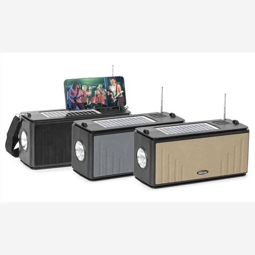 Wireless Speaker with Solar Charging and LED Torch Original - Multicolour