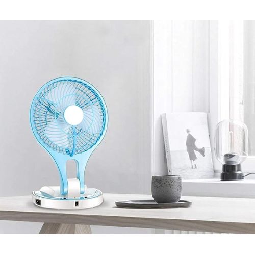 Rechargeable Table Fan with 21 SMD Led Light, Two controlling (Low and High) Speed for Home, Office, Travelling, Kitchen use,
