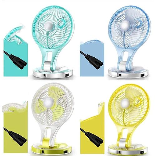 Rechargeable Table Fan with 21 SMD Led Light, Two controlling (Low and High) Speed for Home, Office, Travelling, Kitchen use,