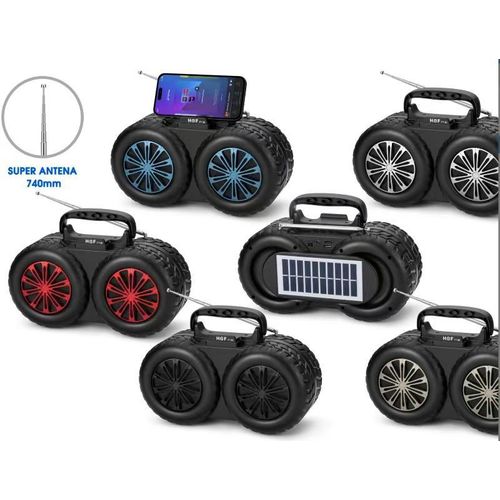 2024 NEW HF-F130 Wireless Portable creative Double tyre Bluetooth speaker Solar panel charging wireless Speaker Active FM Radio - multicolour