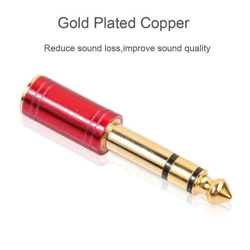 6.5mm 6.35mm 1/4inch Male to 3.5mm 1/8inch Female Jack Stereo Headphone AUX Cable Audio Adapter Plug For Guitar Plug Amplifier Jack Mix Earphones Speaker Handset MIC (Red)