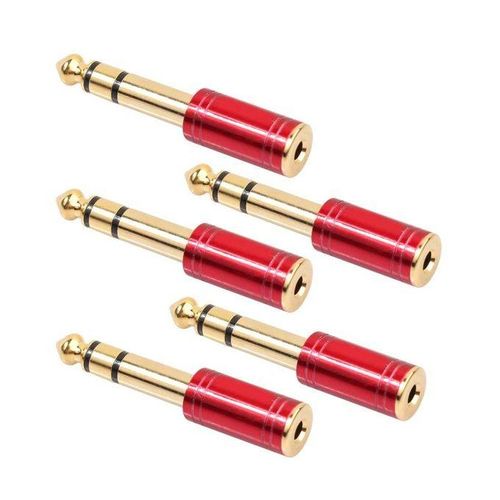 6.5mm 6.35mm 1/4inch Male to 3.5mm 1/8inch Female Jack Stereo Headphone AUX Cable Audio Adapter Plug For Guitar Plug Amplifier Jack Mix Earphones Speaker Handset MIC (Red)