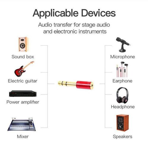 6.5mm 6.35mm 1/4inch Male to 3.5mm 1/8inch Female Jack Stereo Headphone AUX Cable Audio Adapter Plug For Guitar Plug Amplifier Jack Mix Earphones Speaker Handset MIC (Red)