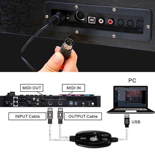 915 Generation USB IN-OUT MIDI Cable Converter PC to Music Keyboard Adapter
