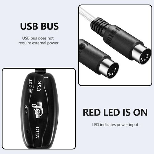 915 Generation USB IN-OUT MIDI Cable Converter PC to Music Keyboard Adapter