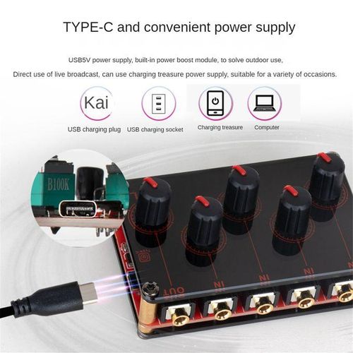 4 Channel Line Mixer Portable Analog Sound Mixing Console