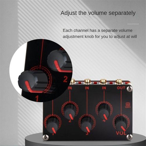 4 Channel Line Mixer Portable Analog Sound Mixing Console