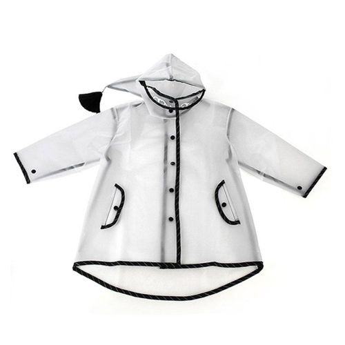 Waterproof Hooded Fringed Rainwear Kids Transparent Raincoat for Amusement Parks Camping,M NO5148