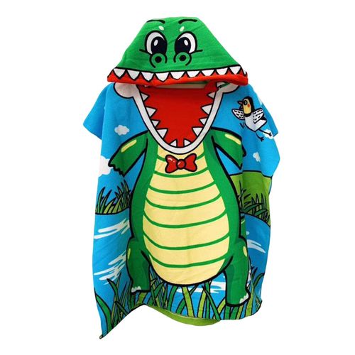 Kids Soft Hooded Towel Wrap Breathable Quick-drying Microfiber Bath Robe for 3-8 Years Boys and Girls,Crocodile NO5243