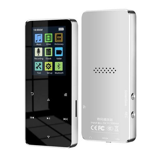 Bluetooth Mp3 Mp4 Player 8g Hifi Music Player Supports Card With Fm Alarm Clock Pedometer E-Book Built-In Speaker-Silver