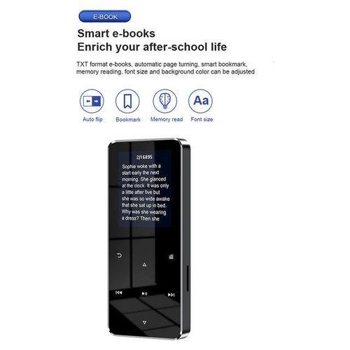 Bluetooth Mp3 Mp4 Player 8g Hifi Music Player Supports Card With Fm Alarm Clock Pedometer E-Book Built-In Speaker-Silver