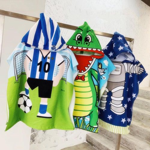 Kids Soft Hooded Towel Wrap Breathable Quick-drying Microfiber Bath Robe for 3-8 Years Boys and Girls NO5274