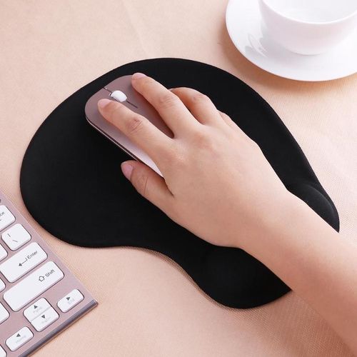 Ergonomic Gaming Mouse Pad with Wrist Rest Support Comfortable Lycra Cloth Locking Edge Rubberized Base Anti-skid-Black