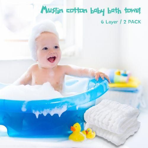 2Pcs Baby Bath Towel Washcloth 100 Muslin Cotton Gauze