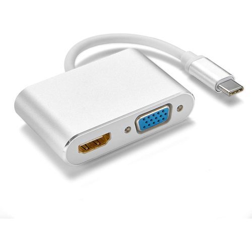 Type C to 4k HDMI + VGA  Adapter-White