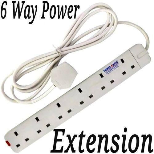 Power King 2Pcs 6 Way Power Extension Socket 3M Cable