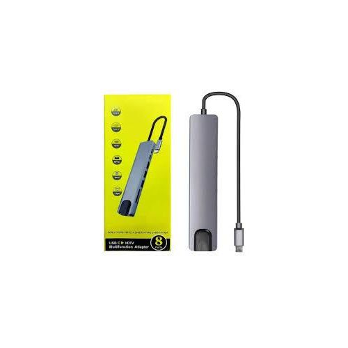 USB-C To 4K HDTV Multifunction 8 In 1 Adaptor For PC - Grey