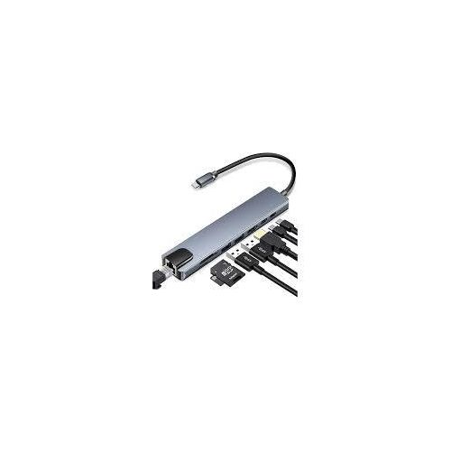 USB-C To 4K HDTV Multifunction 8 In 1 Adaptor For PC - Grey