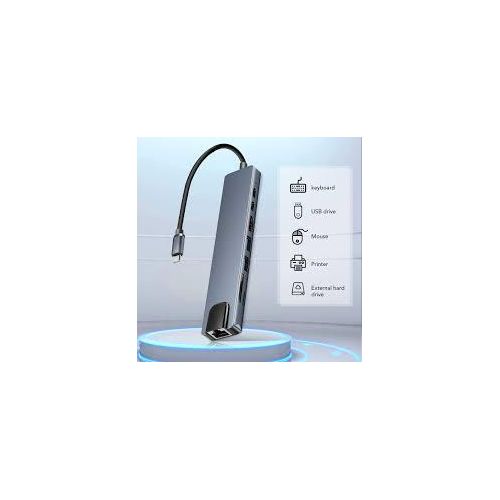 USB-C To 4K HDTV Multifunction 8 In 1 Adaptor For PC - Grey