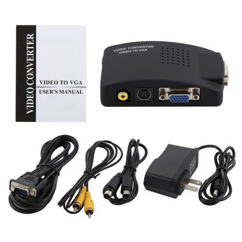Bnc High Resolution (BNC) Video and S-Video to VGA Conversion(Black)