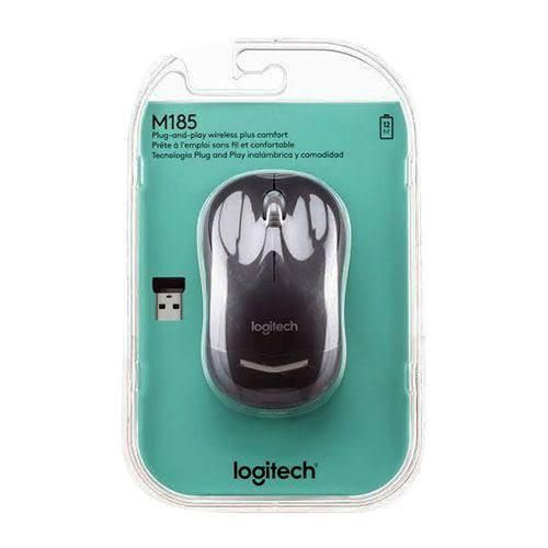 Logitec M185 Wireless Mouse, 2.4GHz with USB Mini Receiver Black