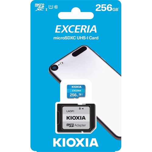 KIOXIA Exceria SD MicroSD Memory Card 256GB 100MB/s Full HD Recording UHS Speed Class 1 -Multicolor