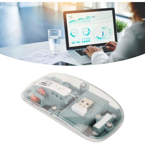 Universal Transparent Wireless and Bluetooth Rechargeable Mouse-Green