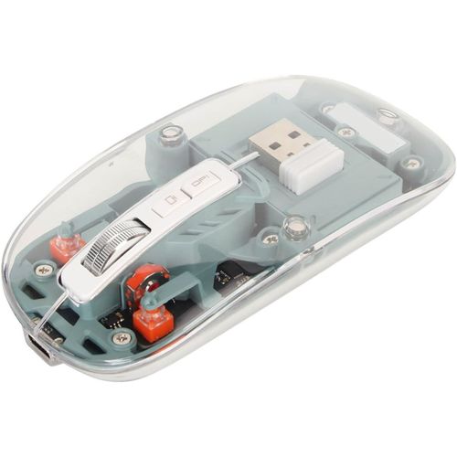 Universal Transparent Wireless and Bluetooth Rechargeable Mouse-Green