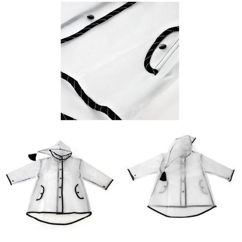 Waterproof Hooded Fringed Rainwear Kids Transparent Raincoat for Amusement Parks Camping NO5272