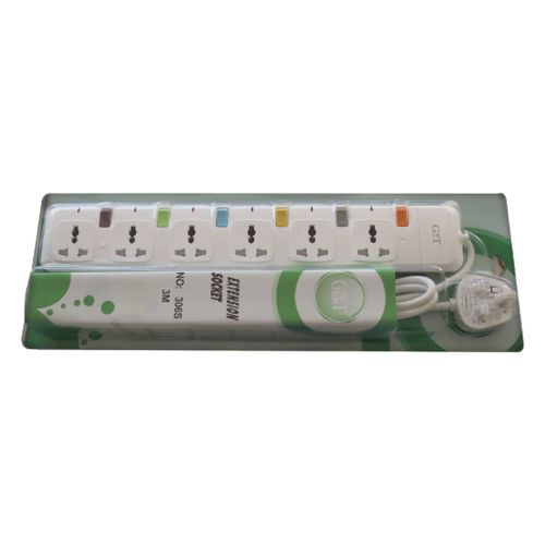 Sollatek Package Of fridge Guard 13Amps Plus 6 Way Extension Cable - White