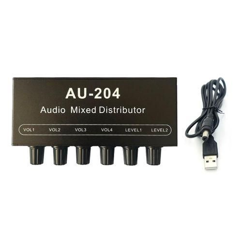 Stereo Audio Mixer 2 Input 4 Output Controls Headphones Amp