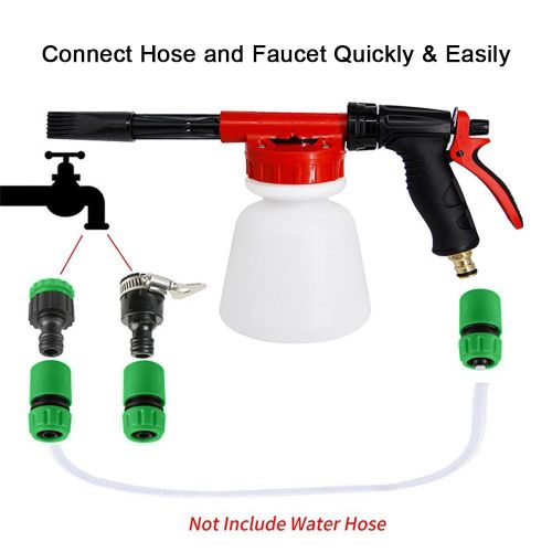 Car Wash Foam Gun Garden Hose Sprayer Foam Sprayer with Adjustable Ratio Dial Soap Foaming Sprayer Nozzle Kit with 1 Liter Bottle Universal Connectors NO5140