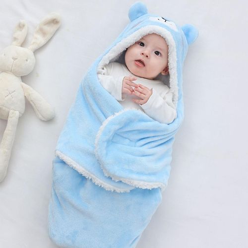 Baby Swaddle Wraps With Hats Accessory Lovely Blue 62cm