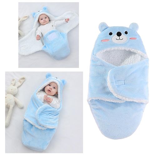 Baby Swaddle Wraps With Hats Accessory Lovely Blue 62cm