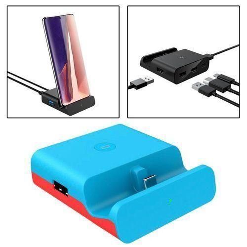 New Portable TV HDMI Converter Charging Dock Charger For  Switch Blue