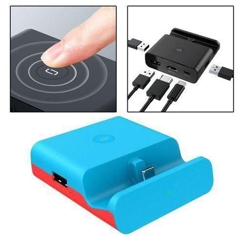 New Portable TV HDMI Converter Charging Dock Charger For  Switch Blue