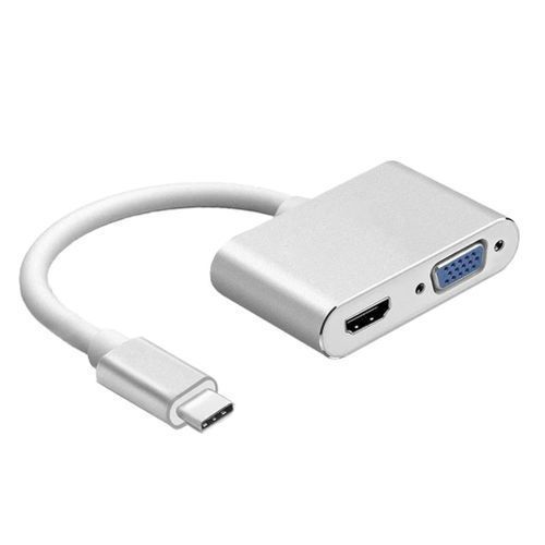 2in1 USB Type C Hub 4K To HDMI & VGA Port Display Adapter Splitter Box